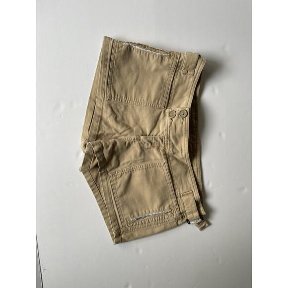 VTG Y2K Abercrombie & Fitch Khaki Beige ultra Low rise Cargo Shorts pockets sz 6 - Picture 9 of 10